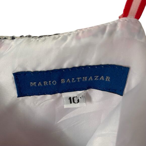 Mario Balthazar Silk Blend Sleeveless Sheath Dress Red White Floral Print 10 - Picture 3 of 7